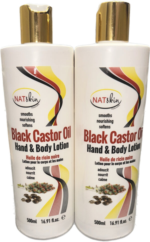 2x Nat Skin black castor oil Hand & Body Lotion 500ml