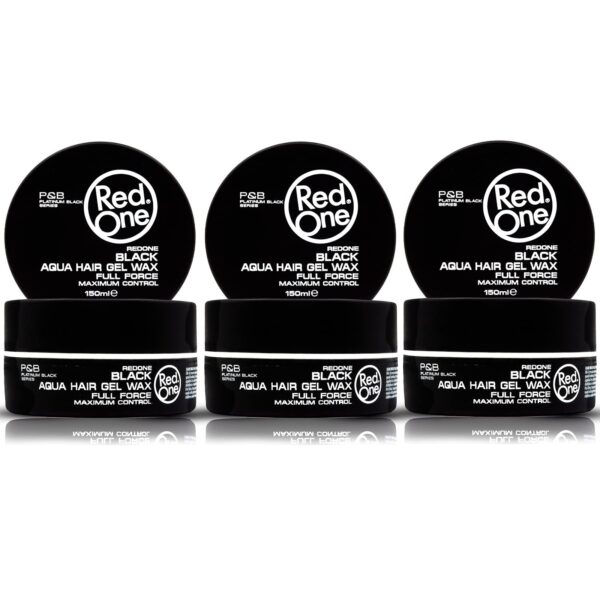 RedOne Hair Styling Wax Black 3x150 ml | Strong Hold Gel Wax | Lime Scent | Shin