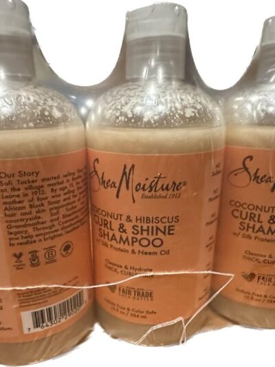 3x Shea Moisture Coconut and Hibiscus Curl and Shine Shampoo 379ml