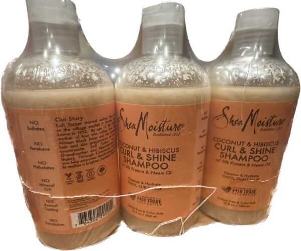 3x Shea Moisture Coconut and Hibiscus Curl and Shine Shampoo 379ml