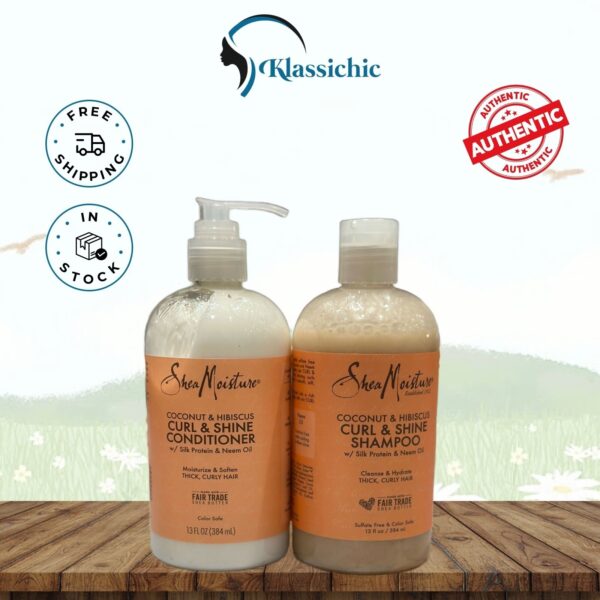 Shea Moisture Coconut & Hibiscus Curl & Shine Shampoo and Conditioner Set 13 oz